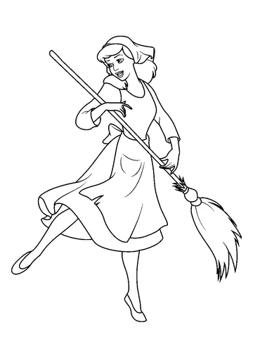 Cinderella Cleaning coloring page