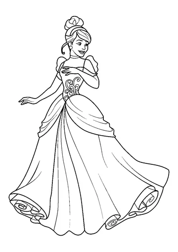 Cinderella in Beautiful Gown coloring page