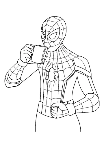 Spiderman Coffee coloring page