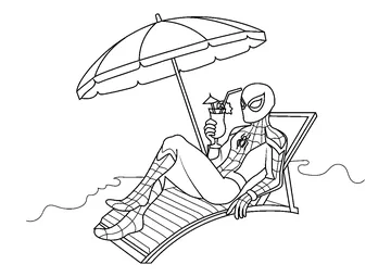 Spiderman on Beach coloring page