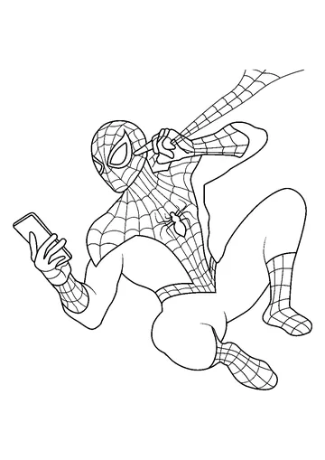 Spiderman on Cell Phone coloring page