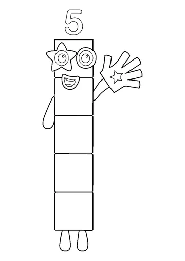 Five Numberblocks coloring page
