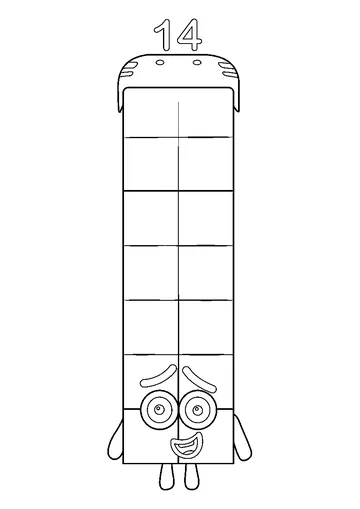Fourteen Numberblocks coloring page