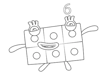 Six enjoying block coloring page