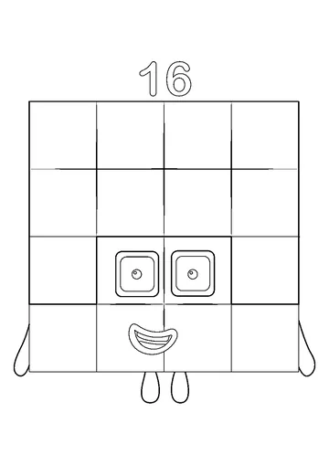 Sixteen Numberblocks coloring page