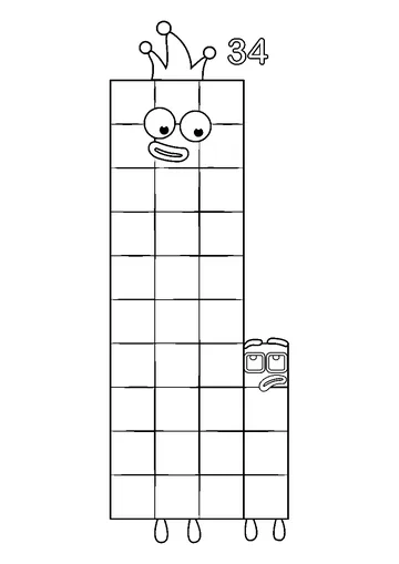 Thirty-Four Numberblocks coloring page