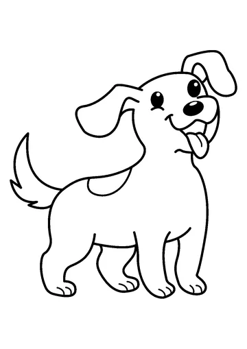 Cute happy dog character coloring page