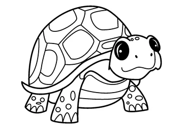 Cartoon Shy Little Turtle coloring page
