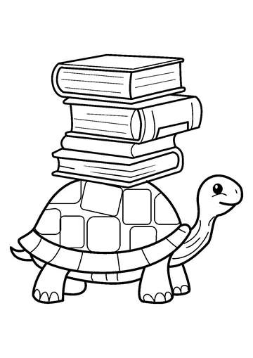 Cute Turtle Carrying Books coloring page