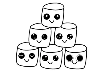 Cute Marshmallow Mountain Stack coloring page