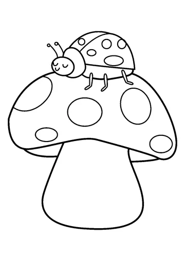 Sleepy Ladybug on Mushroom coloring page