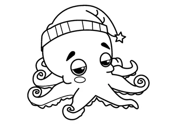 Cute Sleepy Octopus Cartoon coloring page