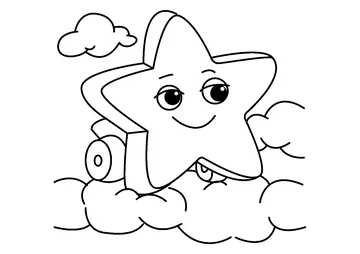 Cartoon Star Driving Sky Vehicle coloring page
