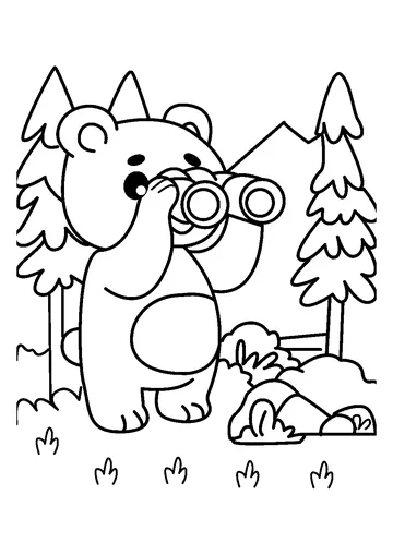 Bear's Binocular Adventure coloring page