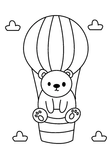 Bear's Skyward Balloon Adventure coloring page