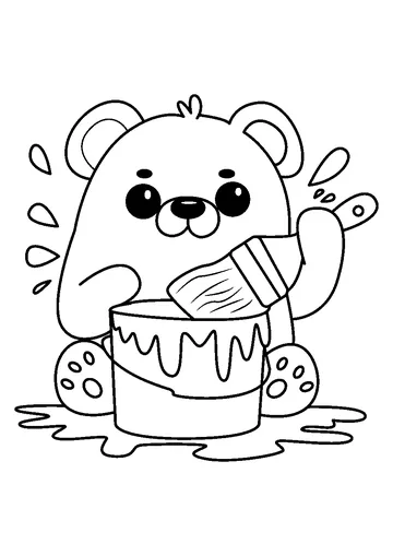 Cute Bear Painting Fun coloring page