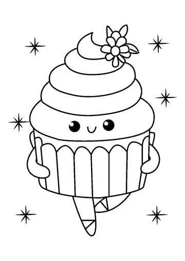 Sweet Cupcake Ballerina Dancer coloring page