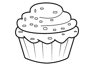 Frosted Cupcake with Sprinkles coloring page
