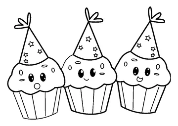 Sweet Cupcake Party Celebration coloring page