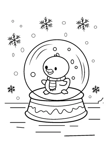 Cute Duck Winter Snowglobe coloring page