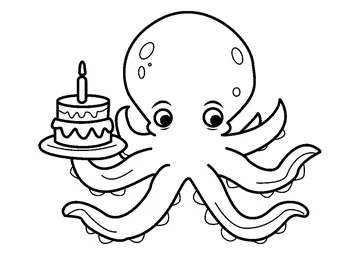 Happy Birthday Octopus Friend coloring page