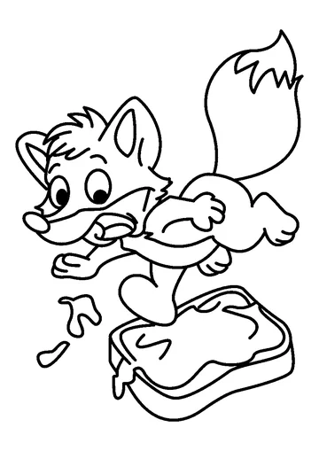 Fox on Peanut Butter Toast coloring page