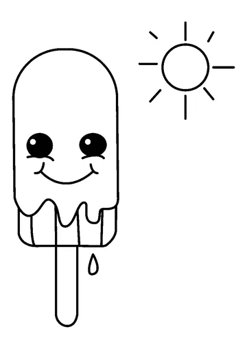 Happy Melting Popsicle Sun coloring page