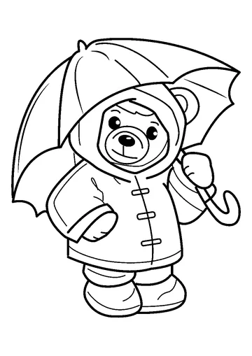 Teddy Bear Ready for Rain coloring page