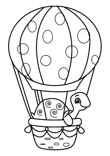 Turtle Hot Air Balloon Adventure coloring page