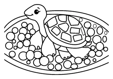 Happy Turtle in Ball Pit coloring page