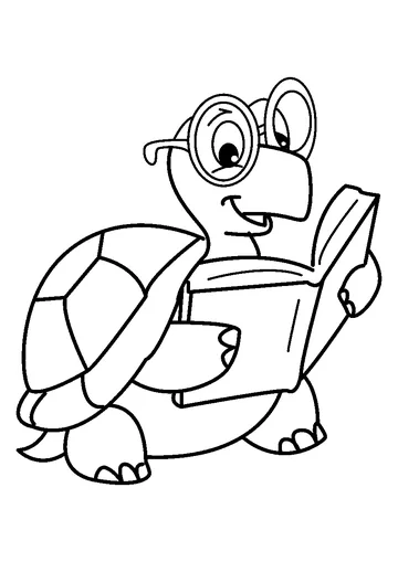 Smart Turtle Reads Book coloring page