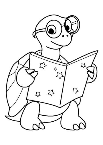 Smart Turtle Reads Star Map coloring page
