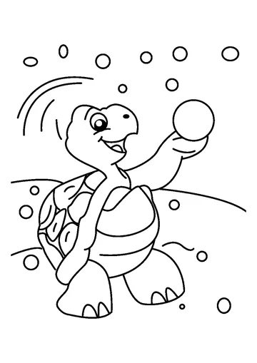 Happy Turtle's Snow Game coloring page