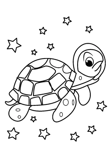 Space Turtle Adventure coloring page