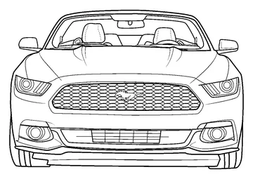 Ford Mustang Convertible Front View coloring page