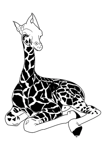 Baby Giraffe Sitting coloring page