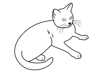 Cat Sitting and Looking coloring page