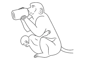 Monkey Drinking Water coloring page