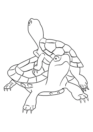 Painted Turtles Climbing coloring page