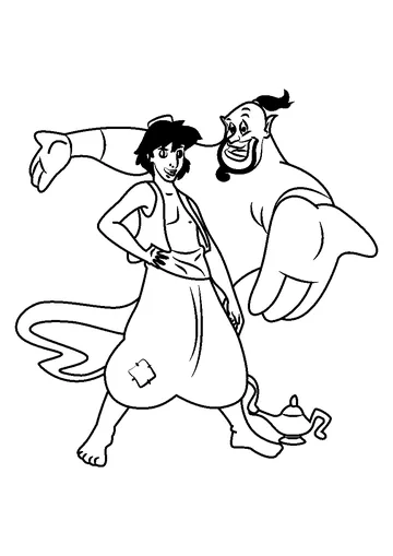 Aladdin and the Genie coloring page