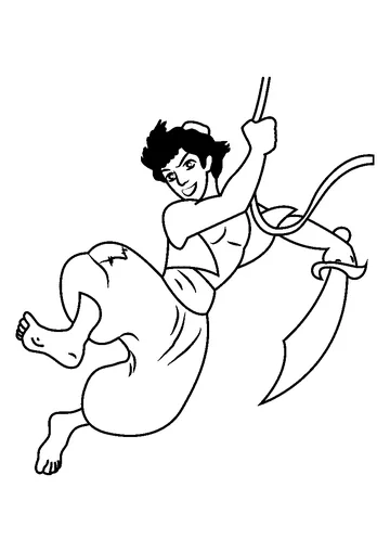 Aladdin going to War coloring page