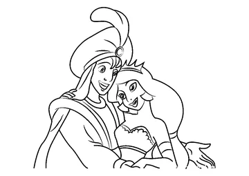 Prince Aladdin and Princess Jasmine coloring page