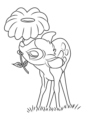 Bambi with Flower coloring page