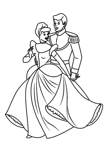 Cinderella with Prince coloring page