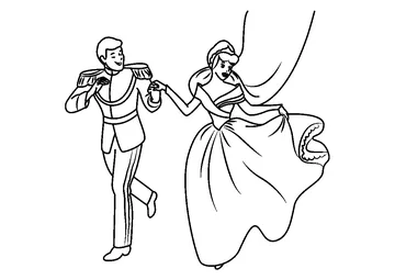 Happy Cinderella and Prince coloring page