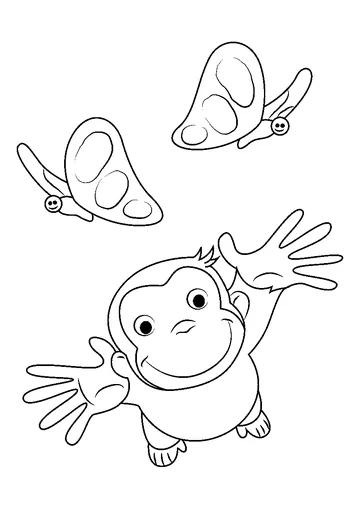 Curious George Playing with Butterfly coloring page