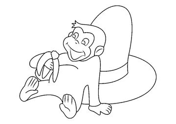 Curious George Sitting on Hat coloring page