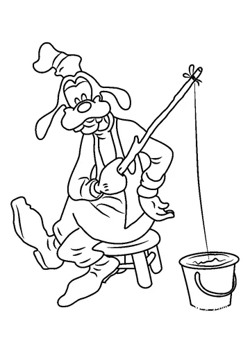 Goofy Fishing coloring page