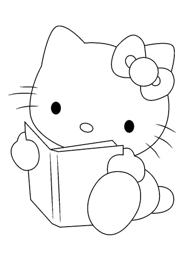 Hello Kitty Reading a Book coloring page