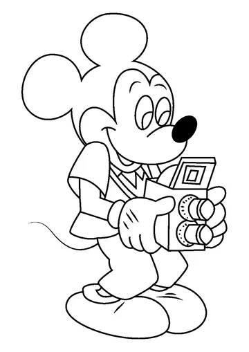 Mickey Mouse with Camera coloring page